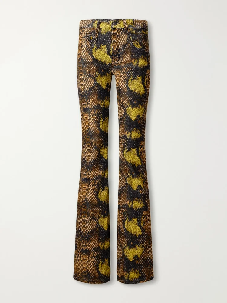 Overflow Boy snake-print stretch cotton-corduroy flared pants