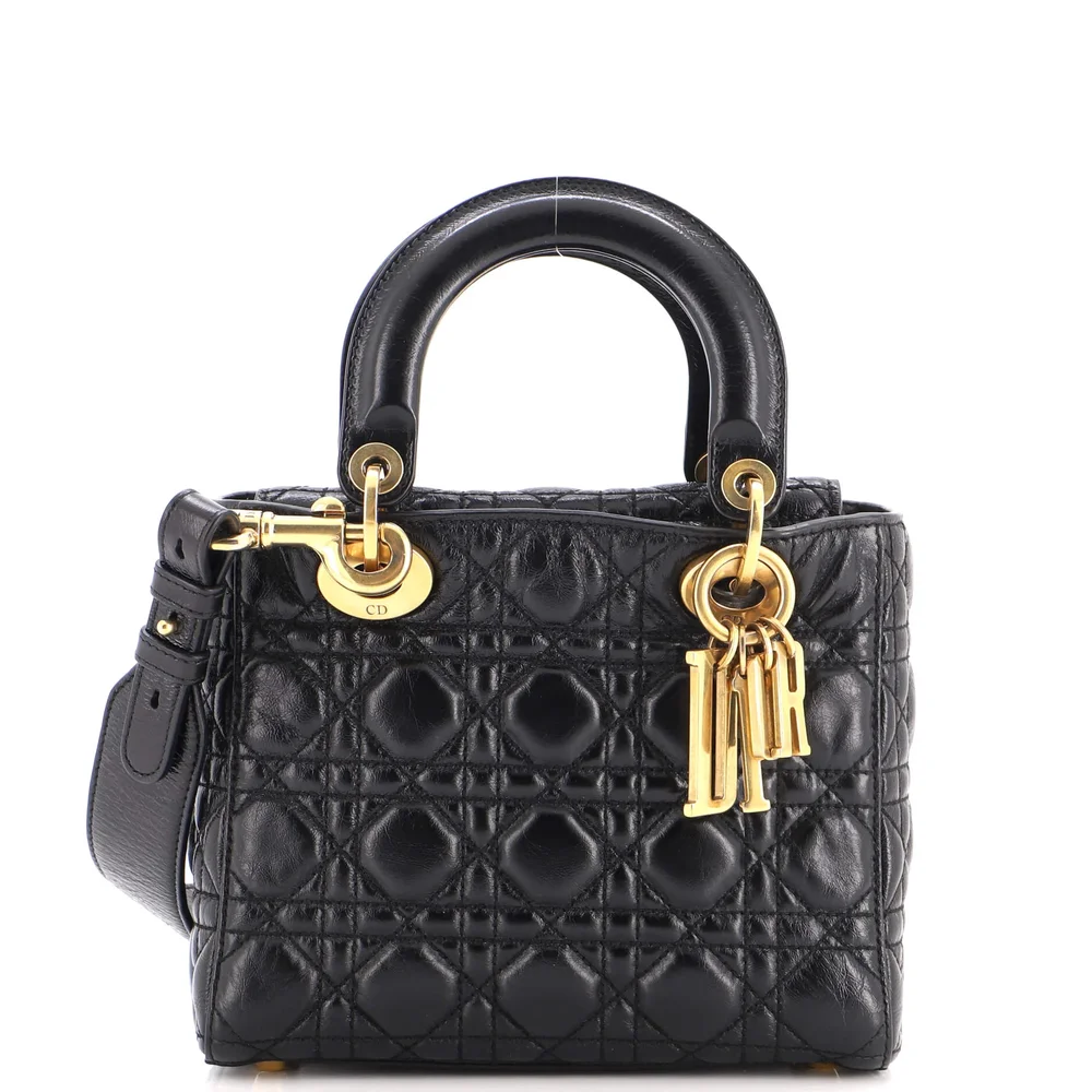 Pre-Owned My Lady Dior Bag Cannage Quilted Crinkled Patent