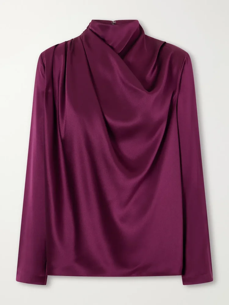 Sybil draped silk-satin blouse
