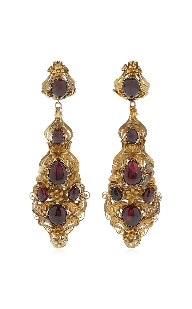 Antique Pendeloque Garnet Earrings