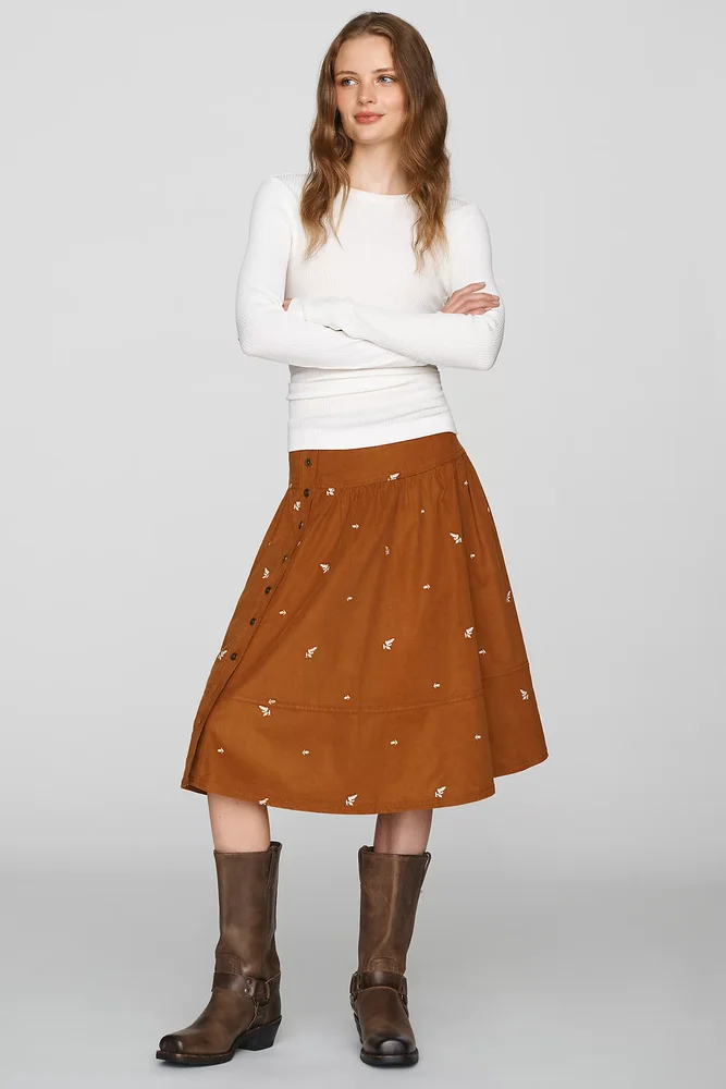 100% Cotton Corduroy Midi Skirt