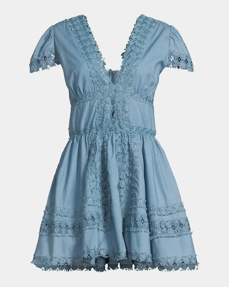 Piper Lace-Trimmed Cotton Mini Dress