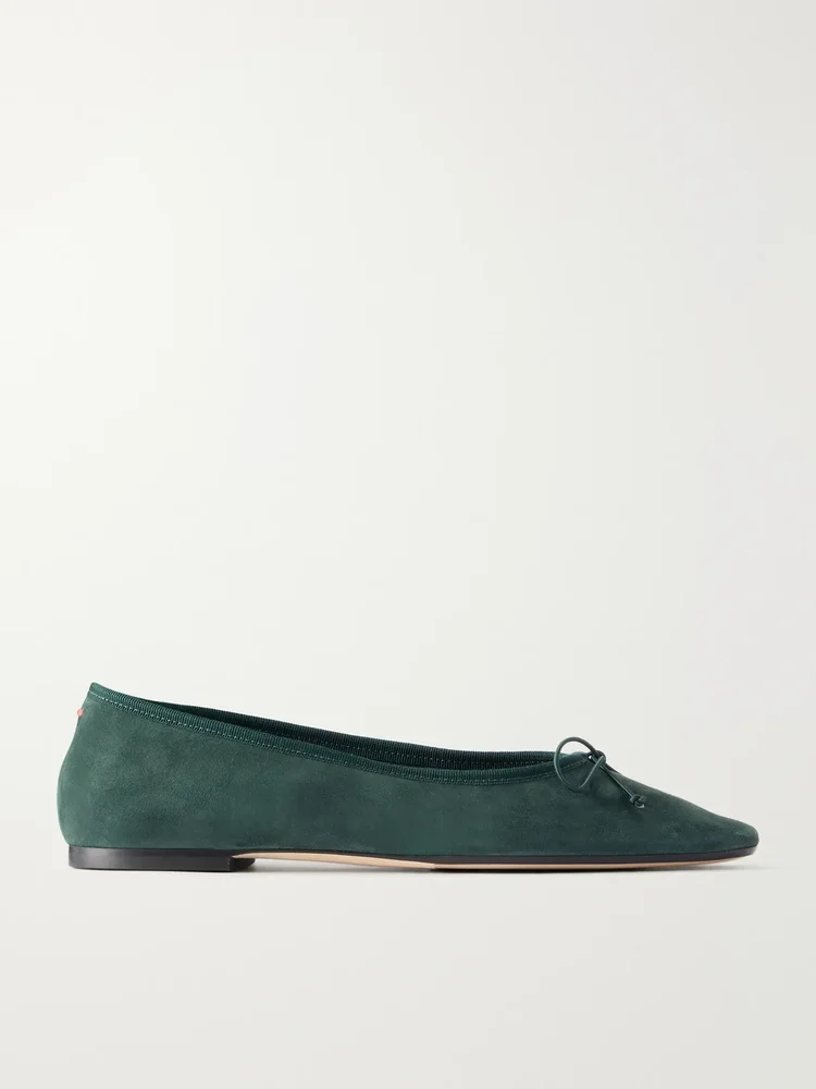 Tiby bow-detail suede ballet flats
