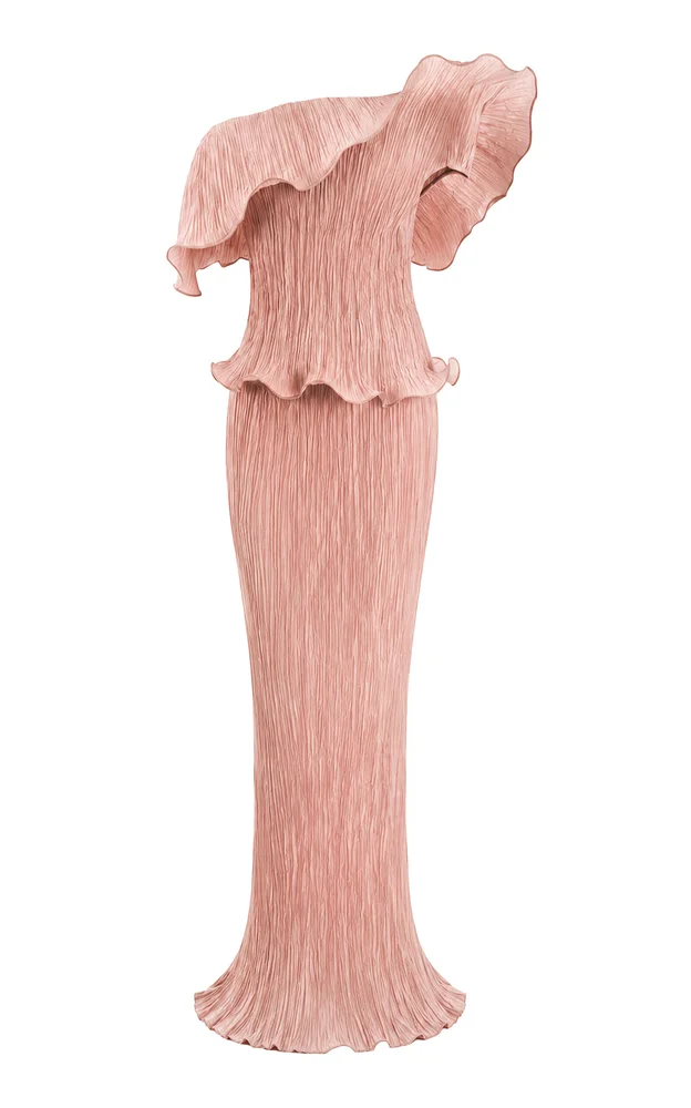 Exclusive Off-The-Shoulder Plissè Gown