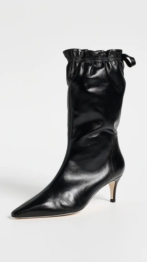 Alex Scrunched Shiny Leather Ankle Booties