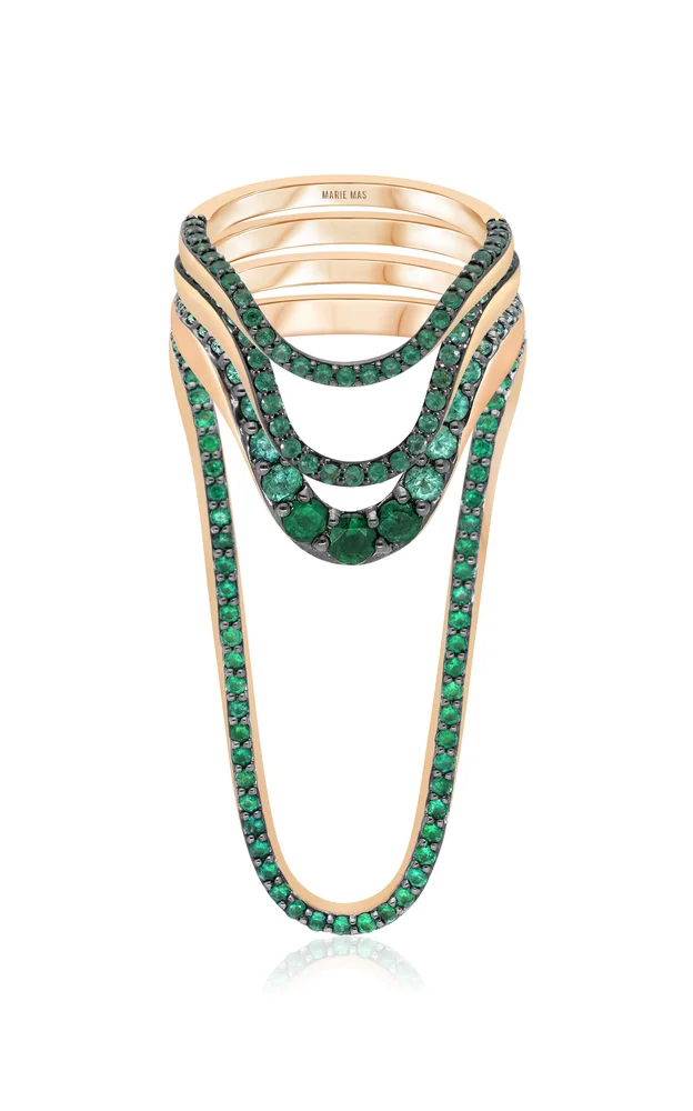 Hope's 18K Rose Gold Emerald Ring Stack
