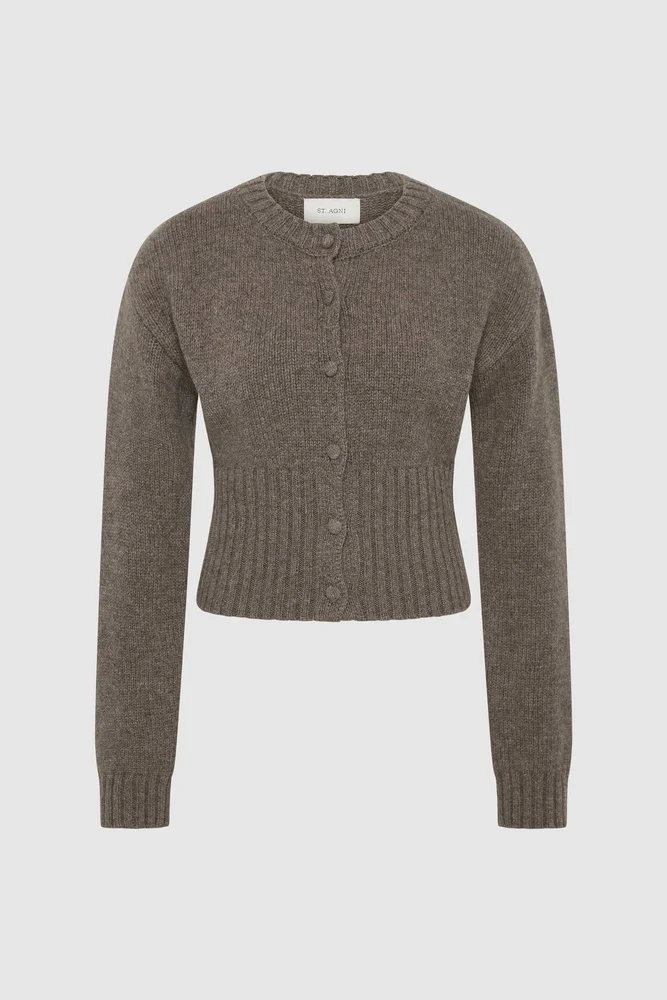 Wool Cardigan - Taupe Melange