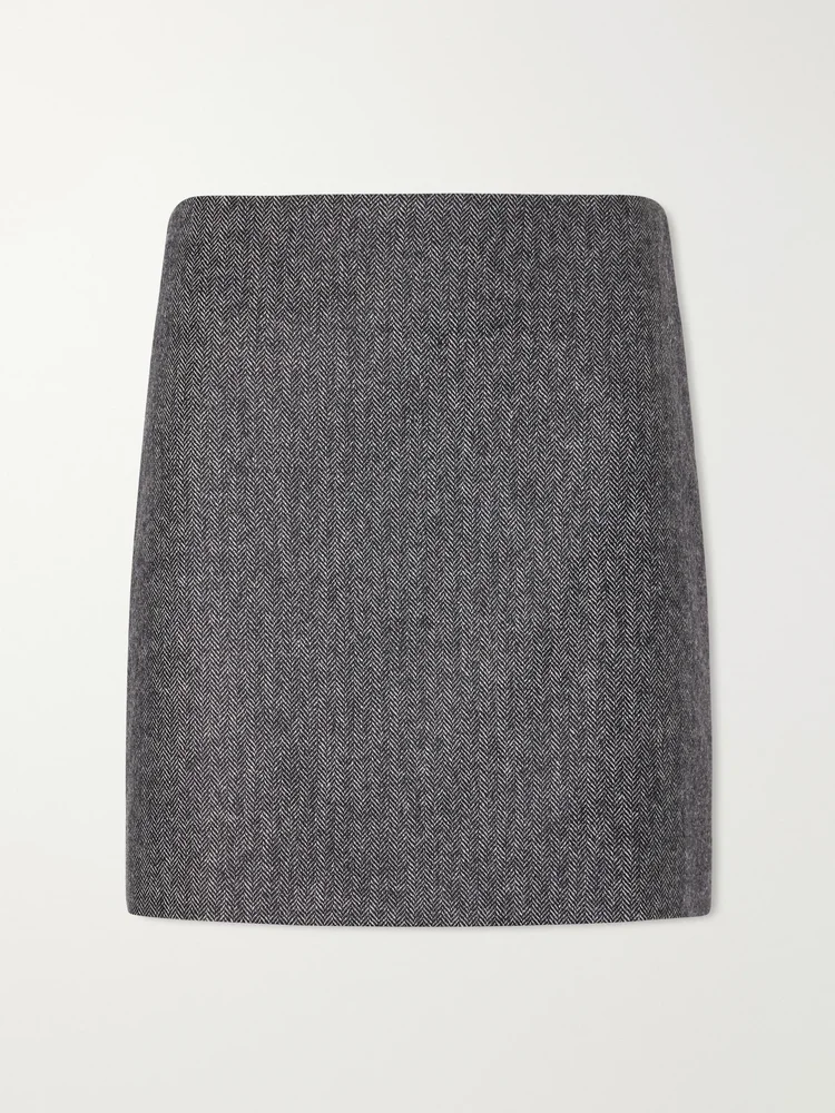 Coci herringbone wool-blend mini skirt