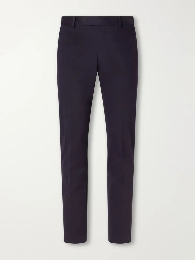 Tapered Brushed Cotton-Blend Gabardine Trousers