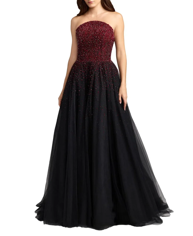 Embellished Tulle Strapless Ball Gown