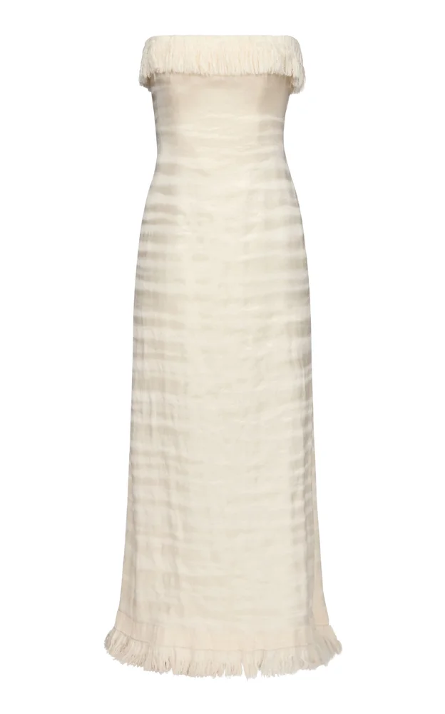 Paloma Fringed Cotton-Silk Blend Maxi Dress