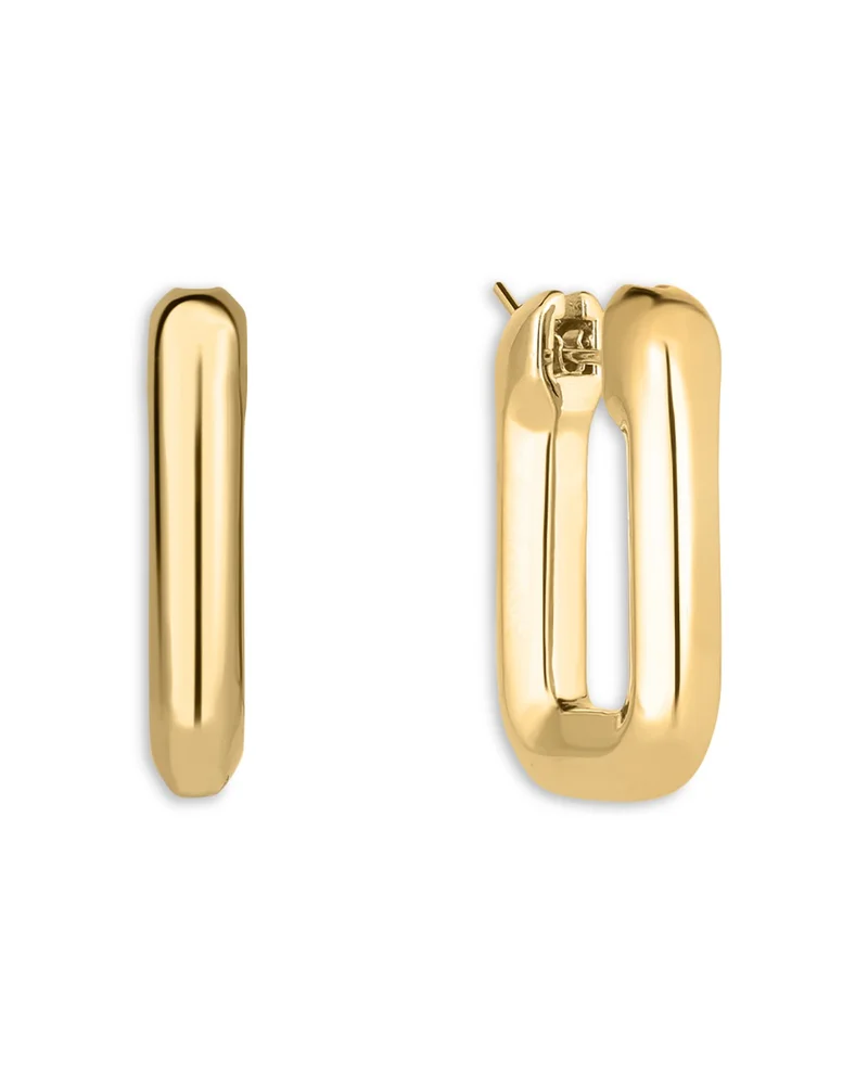 18K Yellow Gold Designer Gold Small Square Hoop Earrings