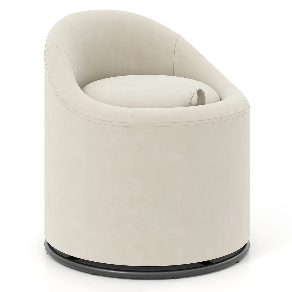 Barrel Chair with Storage, 360 Swivel Upholstered Vanity Chair