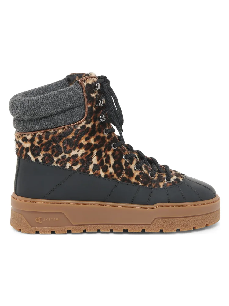Ice Cracker Printed Calf-Hair Platform Ankle Boots