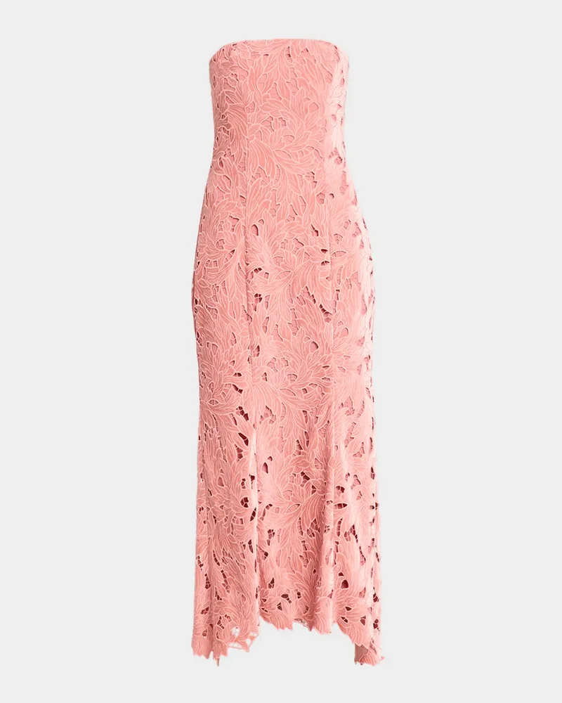 Aurelie Strapless Velvet Lace Midi Dress