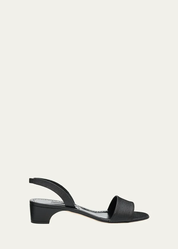 30mm Patobarnu Lizard-Print Leather Slingback Sandals