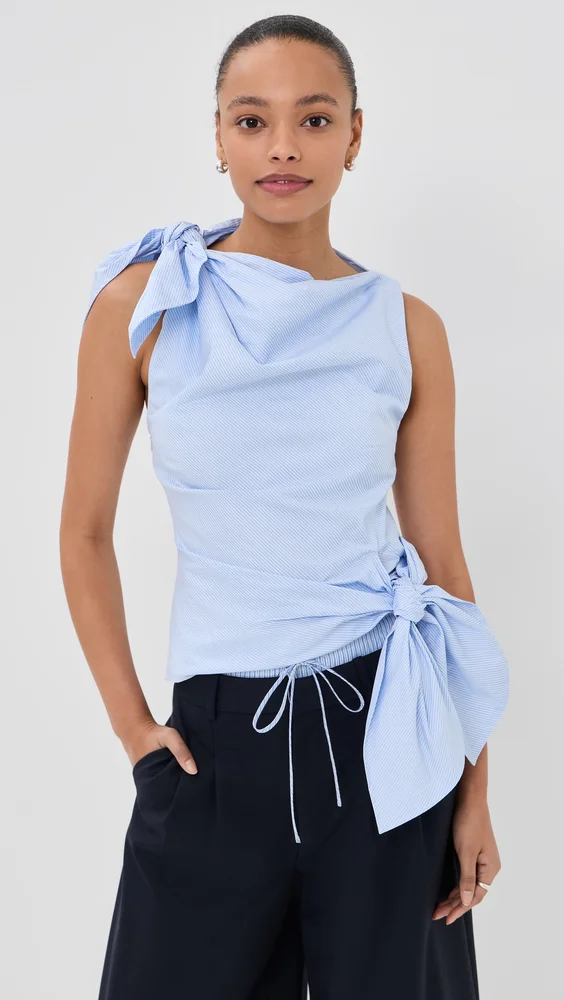 Bow Drape Shirting Top