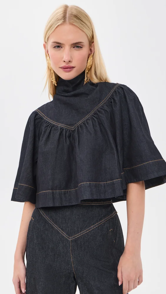 Denim Cape Top