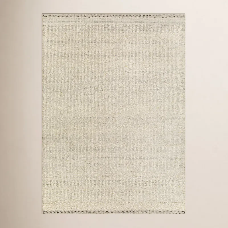 Halifax Handmade Handwoven Wool Area Rug in Light Beige
