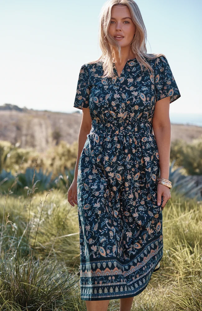 Flutter-Sleeve Midi Dress