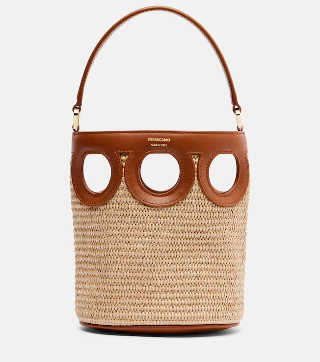 Gancini Small raffia bucket bag