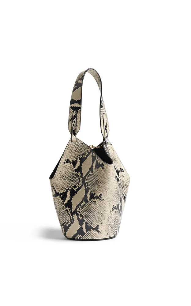 Lotus Mini Python-Effect Leather Tote Bag
