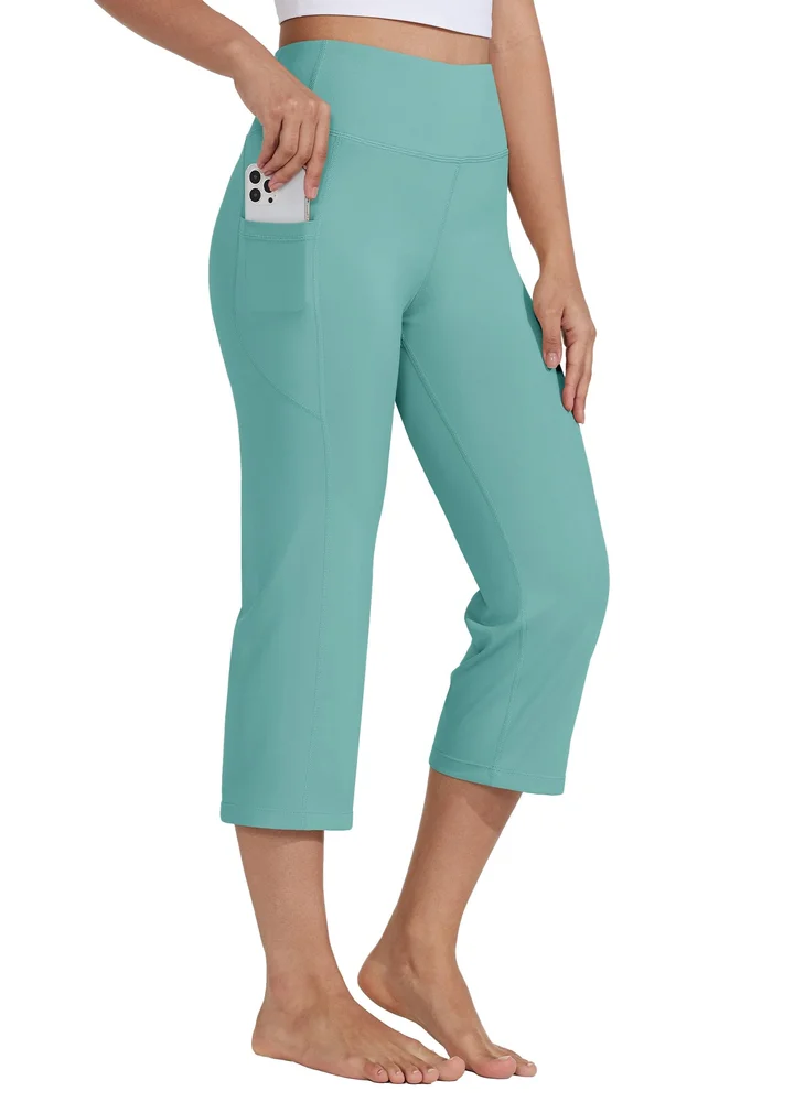 High Waist Yoga Capri Leggings 21" - Agate Green