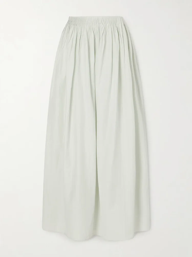 Naya gathered cotton and silk-blend maxi skirt