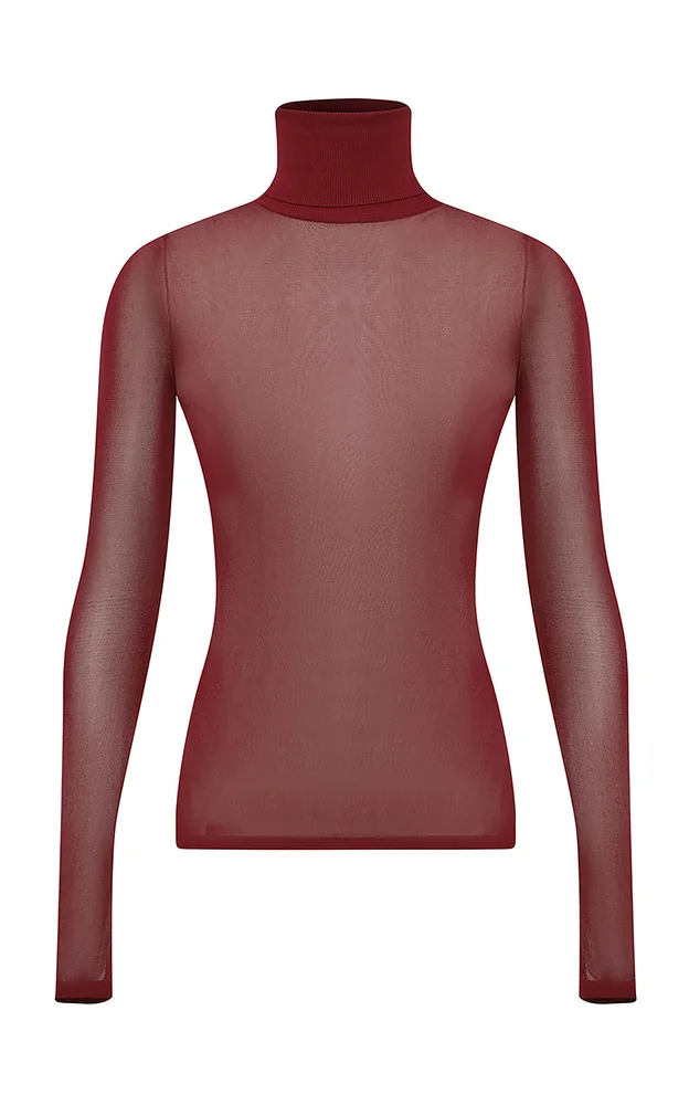 Fine-Knit Turtleneck Top