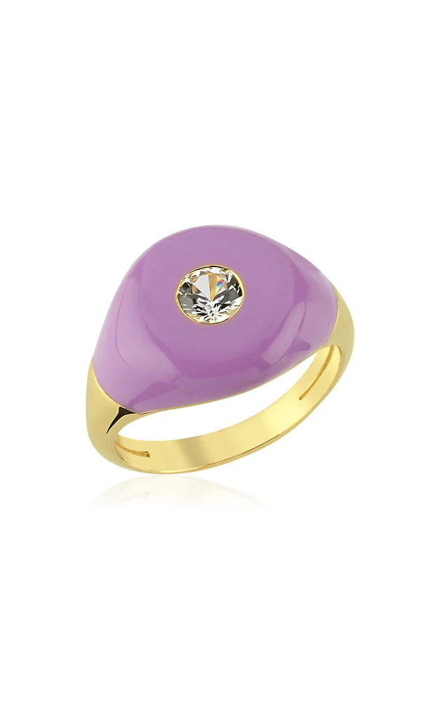 Bonbon Enameled 14K Yellow Gold Quartz Ring
