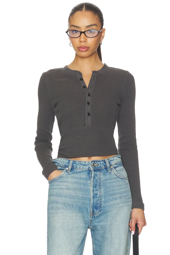 Drea Waffle Henley Top