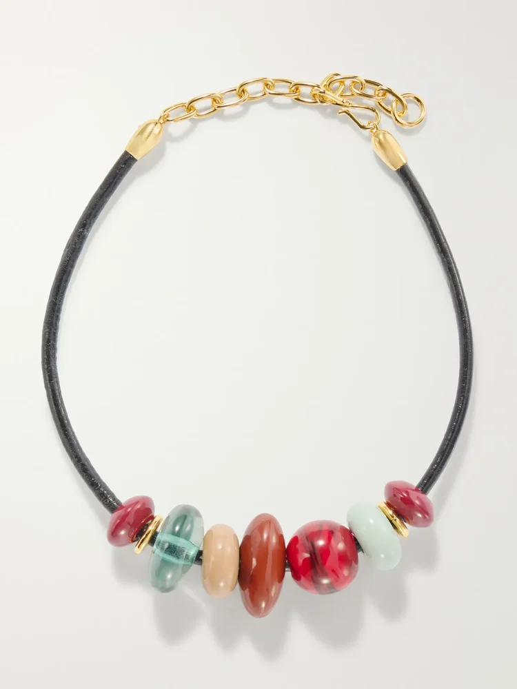 Piedra beaded leather necklace