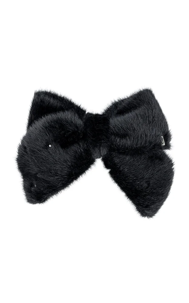 Noctambule Crystal Faux Fur Bow Barrette