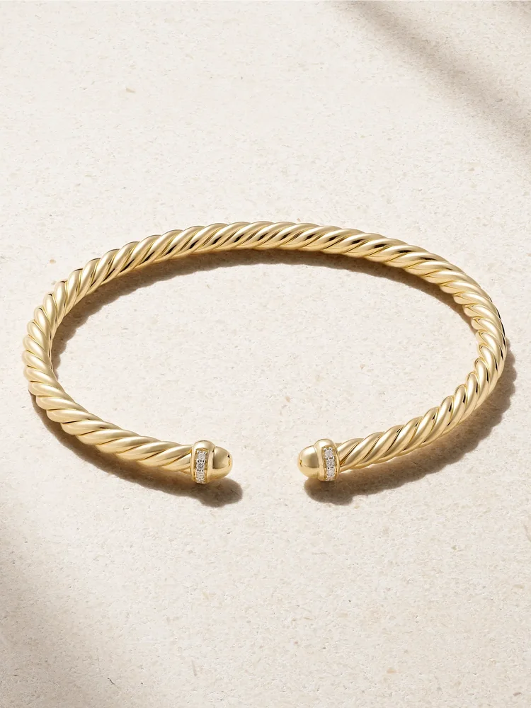 Modern Cable 18-karat gold diamond cuff