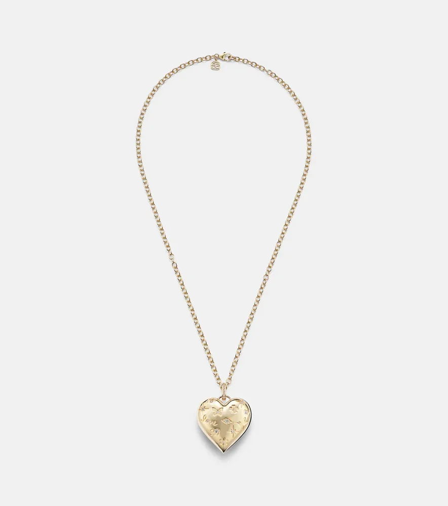 Puffy Icon Heart 14kt gold pendant with diamonds