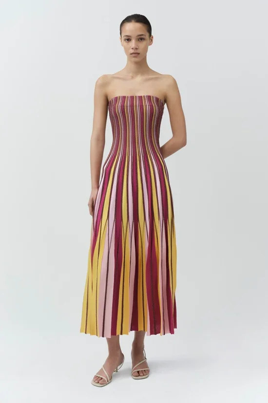 Soleil Striped Midi Dress