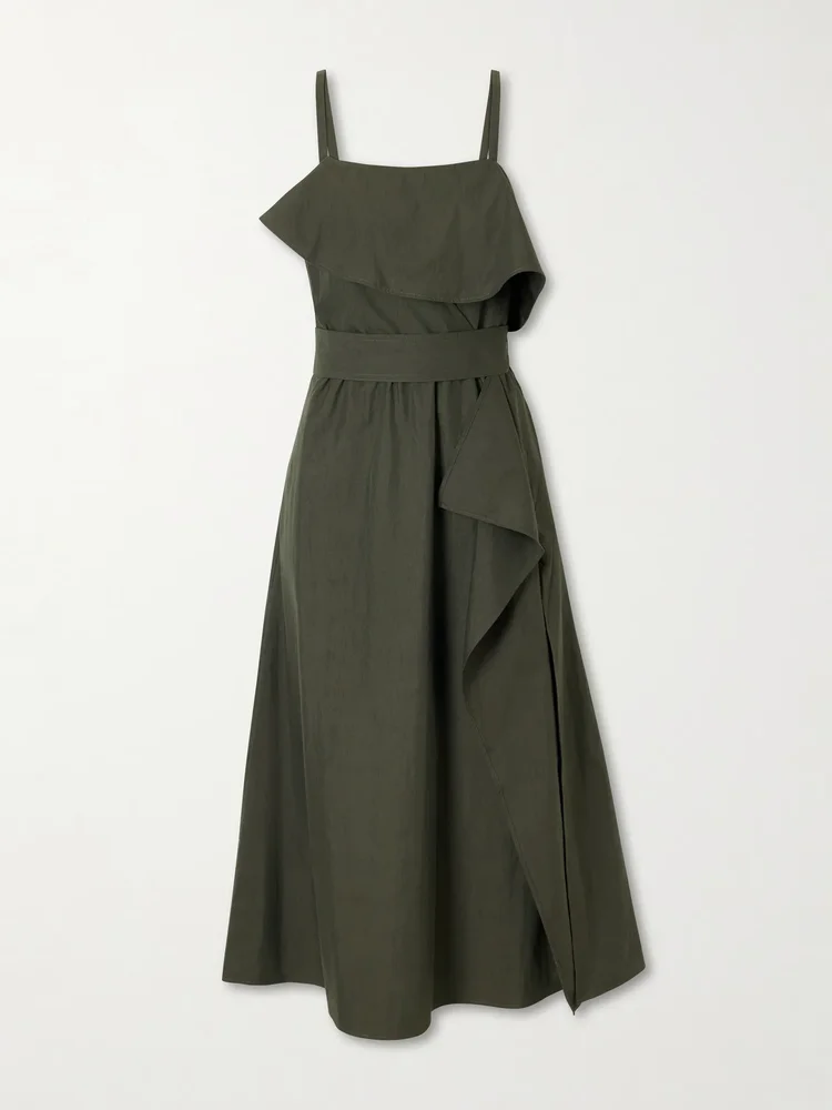 Reign belted cotton-blend midi dress