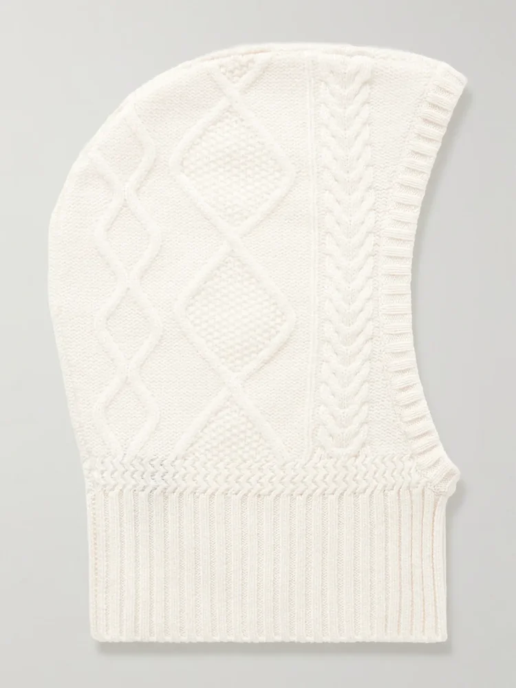 Cable-knit cashmere balaclava