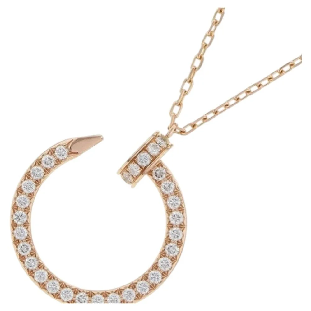 Pre-Owned Juste un Clou Nail Diamond Pave Pendant Necklace, 18K Rose Gold