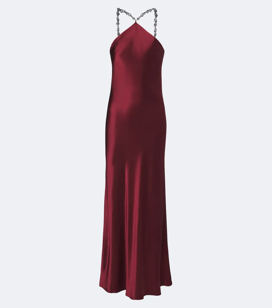 Cadence halterneck satin slip dress