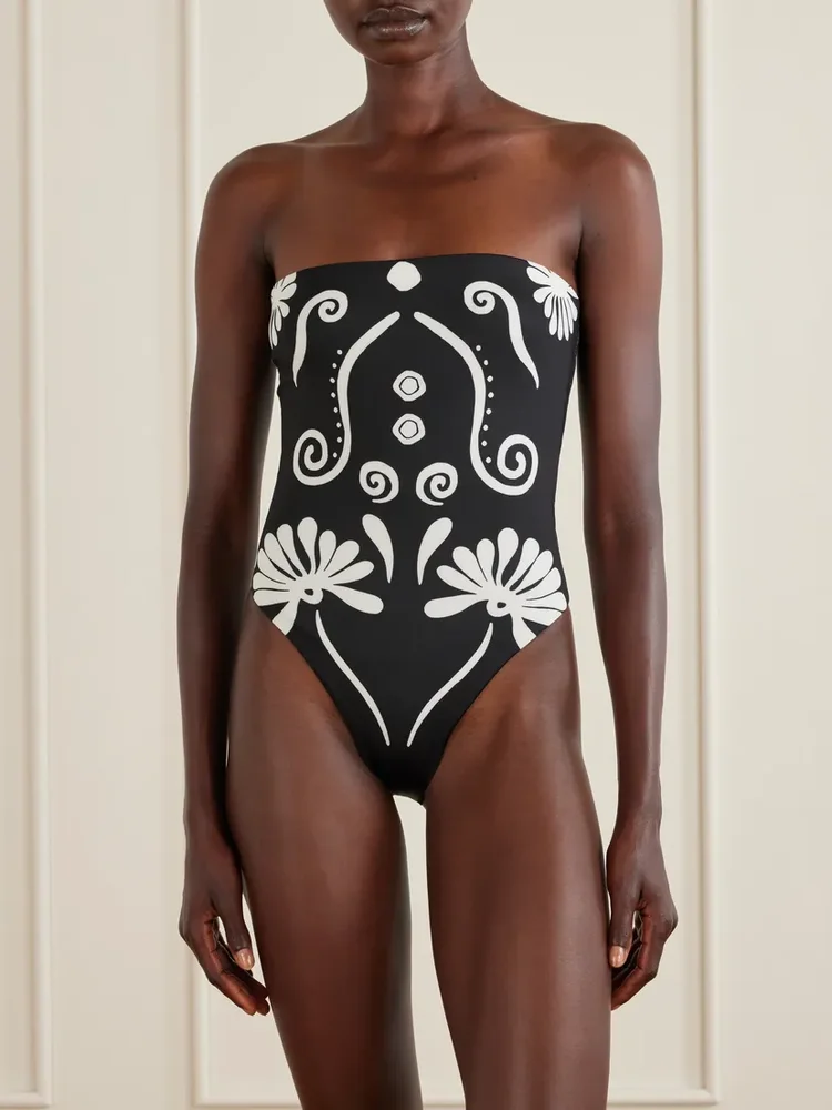 Lore strapless floral-print swimsuit