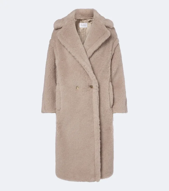 Alpaca, wool, and silk teddy coat