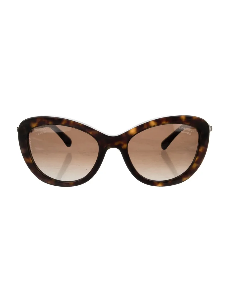 Interlocking CC Logo Tortoise Cat-Eye Sunglasses