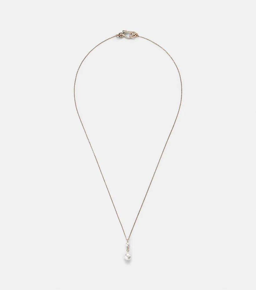 Rêve Simple 14kt gold necklace with diamonds and pearls