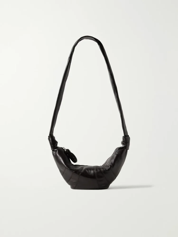 croissant small paneled leather shoulder bag