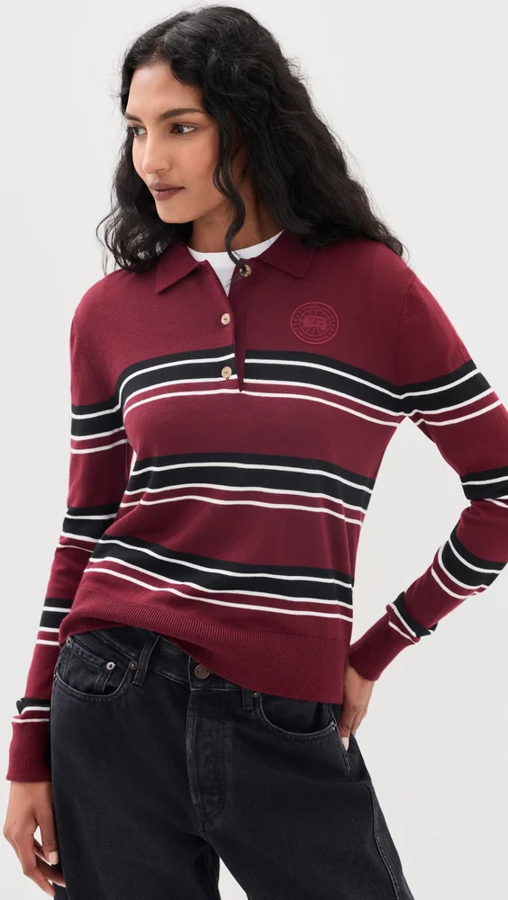 Melrose Long Sleeve Knit Polo Top
