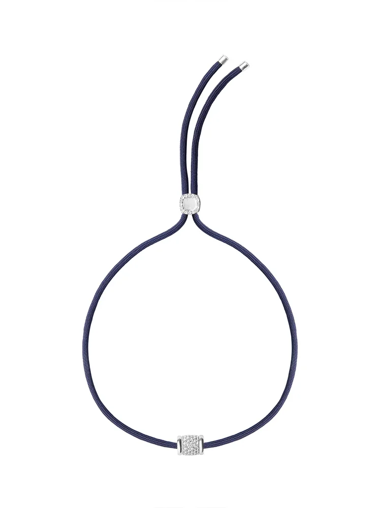 YVES MARINE PARACORD NECKLACE IN LAB WHITE SAPPHIRE, STERLING SILVER