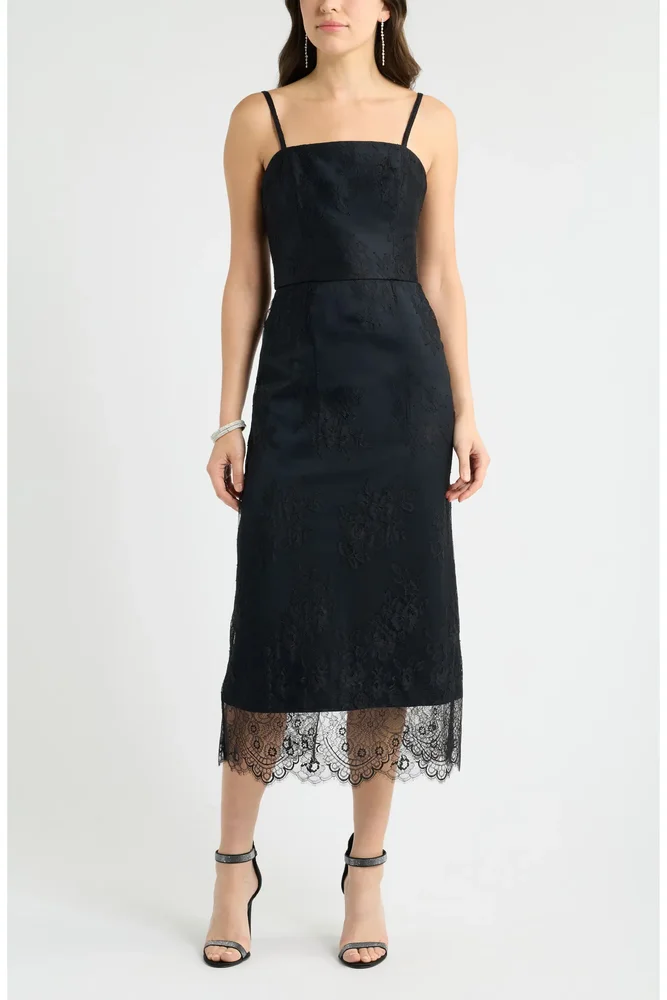 Lace Column Midi Dress