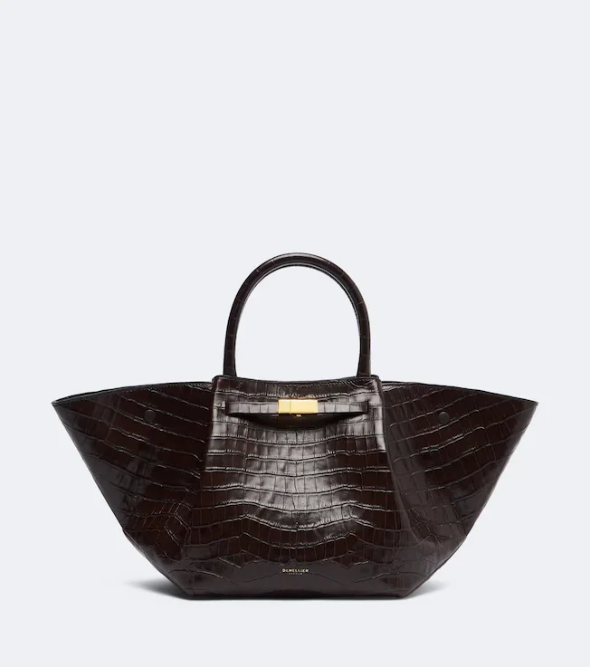 New York Midi croc-effect leather top-handle bag