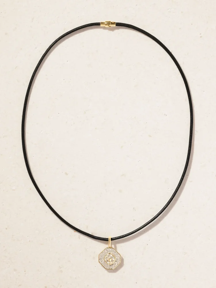 The Essential 14-karat recycled gold, white topaz and diamonds pendant